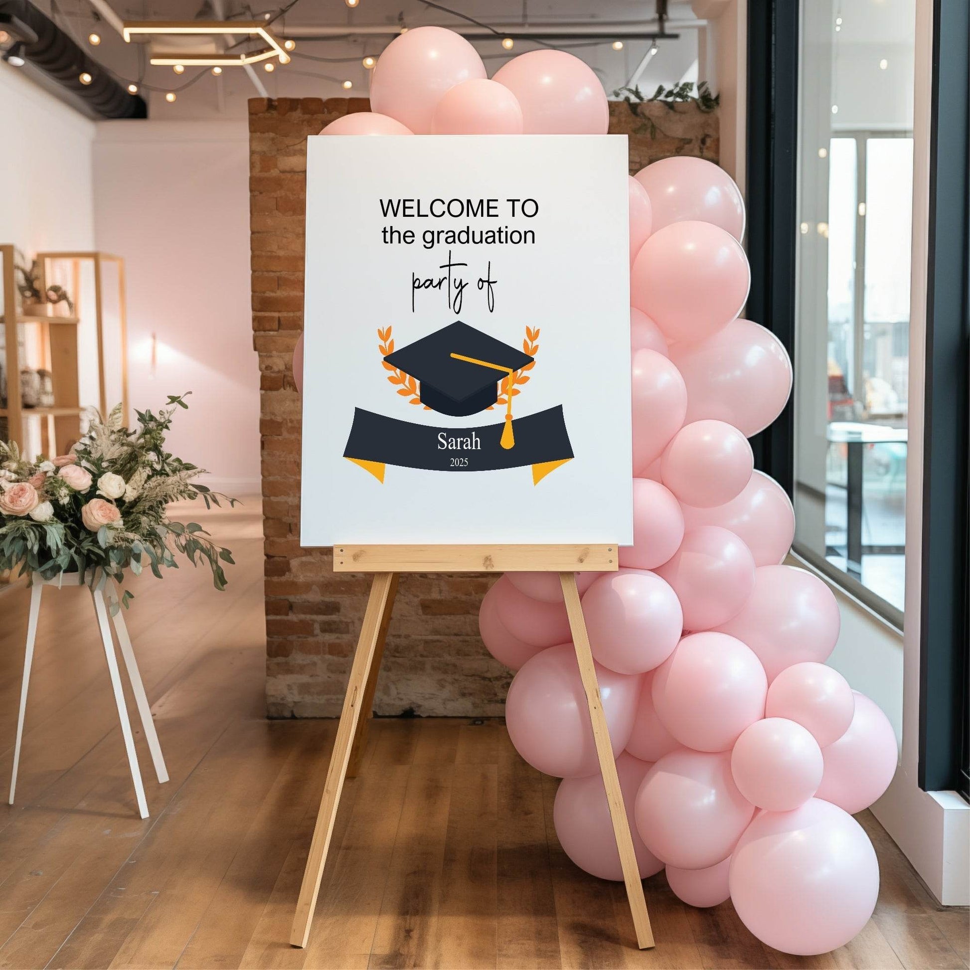 Minimalist Graduation Cap Party Sign