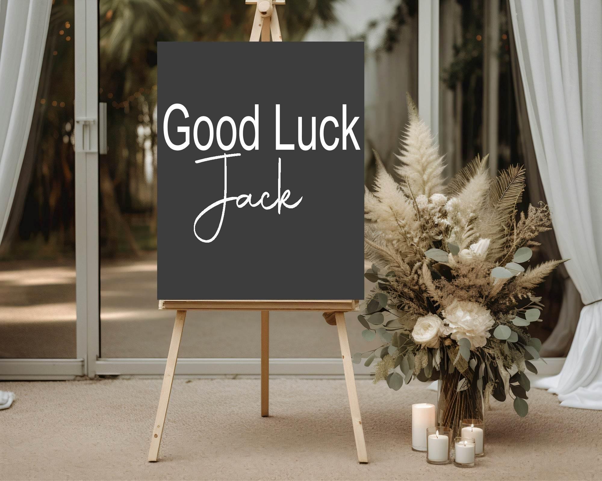 Minimalist Noir Good Luck Party Sign - Larosier Prints