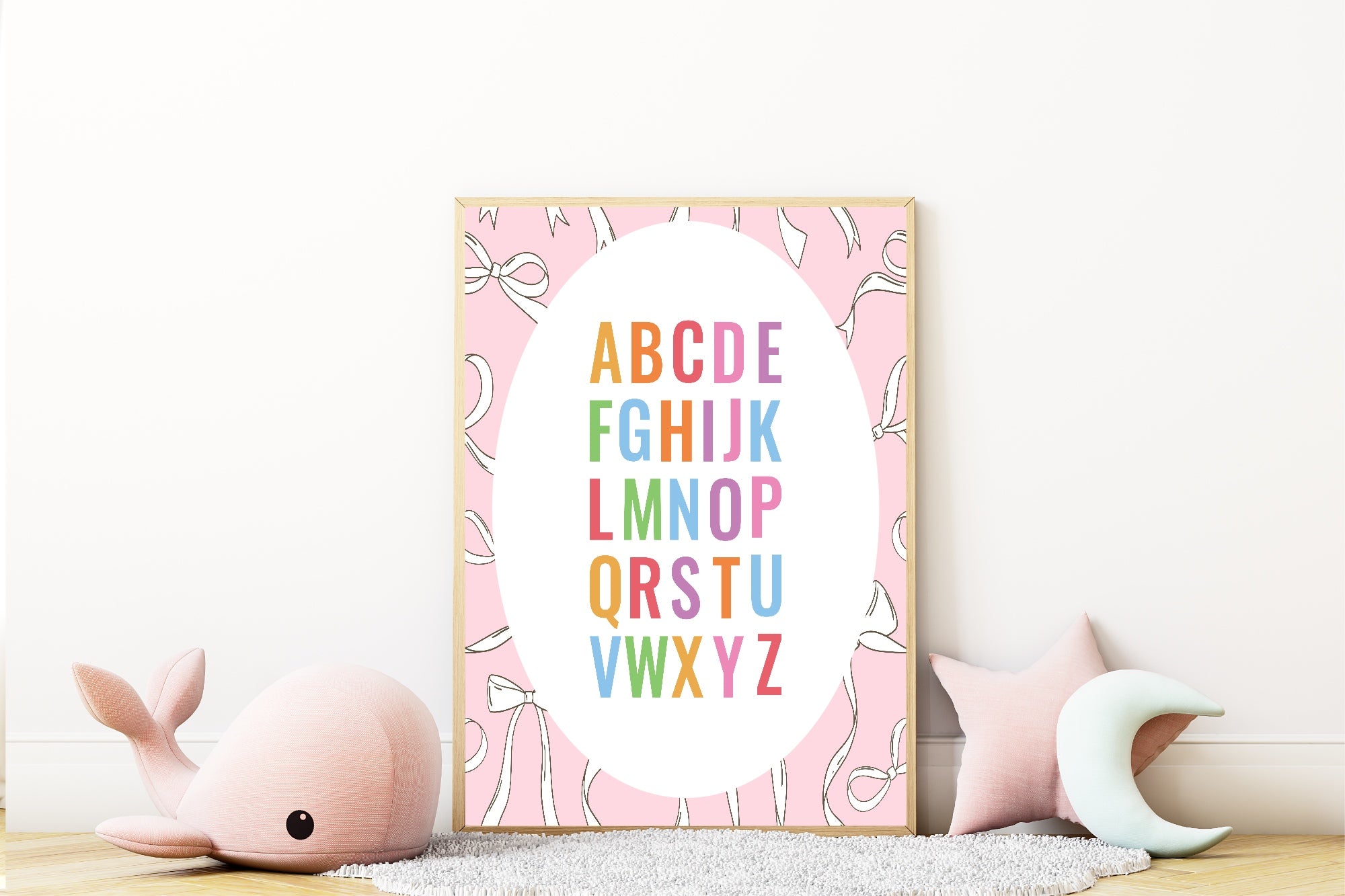 Pink Bow Alphabet Poster | Educational Wall Art