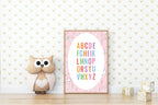 Pink Bow Alphabet Poster | Educational Wall Art