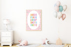 Pink Bow Alphabet Poster | Educational Wall Art