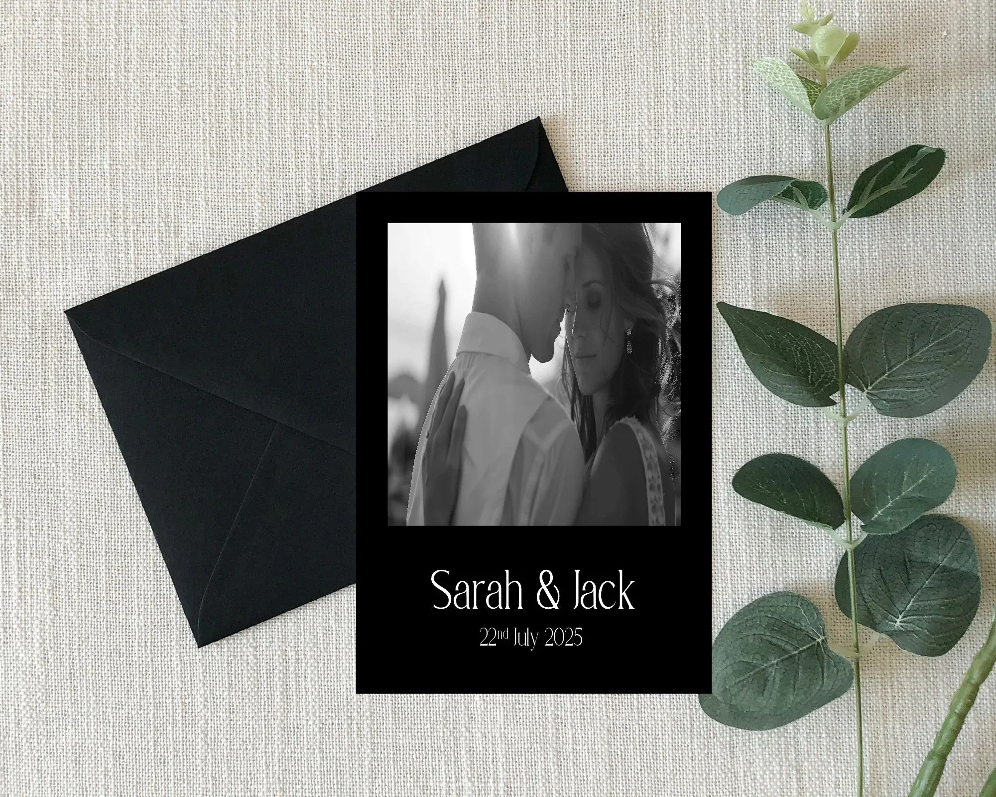 Black Photo Save The Date Wedding Party Cards & Envelopes | Pack of 10 Double Sided - Larosier Prints