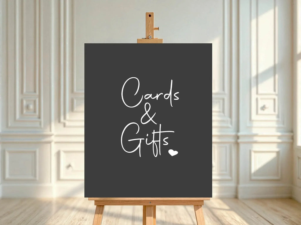 Minimalist Noir Cards & Gifts Birthday Party Sign - Larosier Prints
