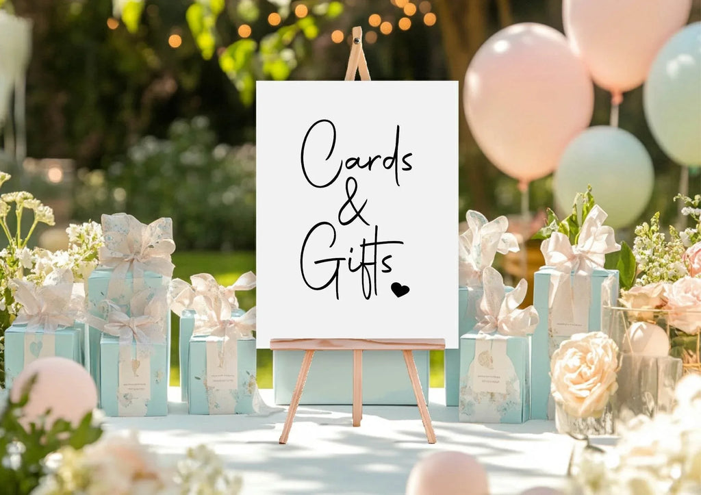 Minimalist Cards & Gifts Birthday Party Sign - Larosier Prints