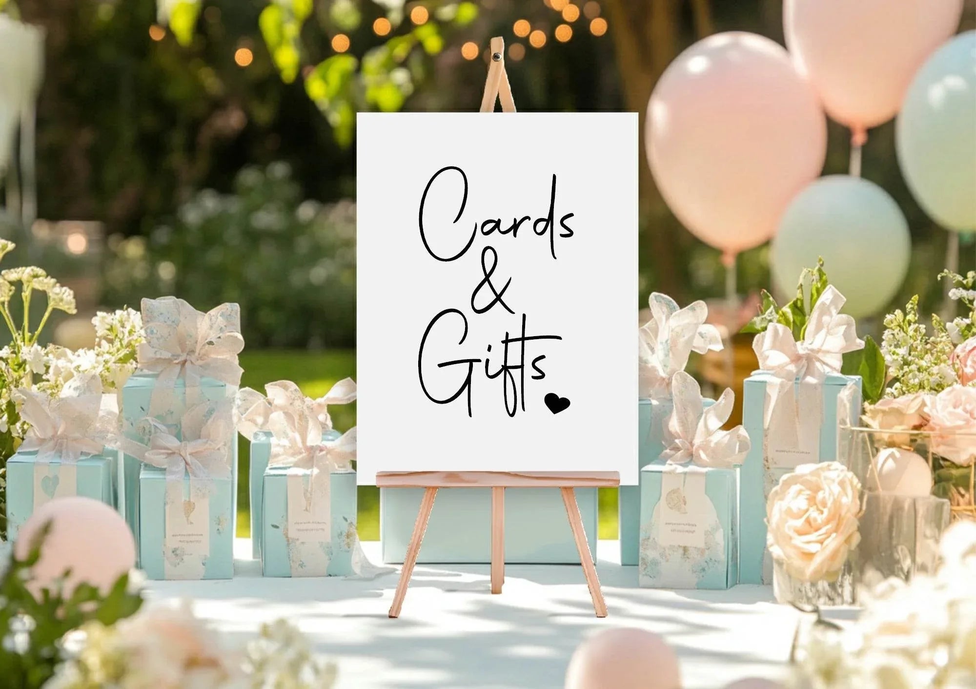 Minimalist Cards & Gifts Birthday Party Sign - Larosier Prints