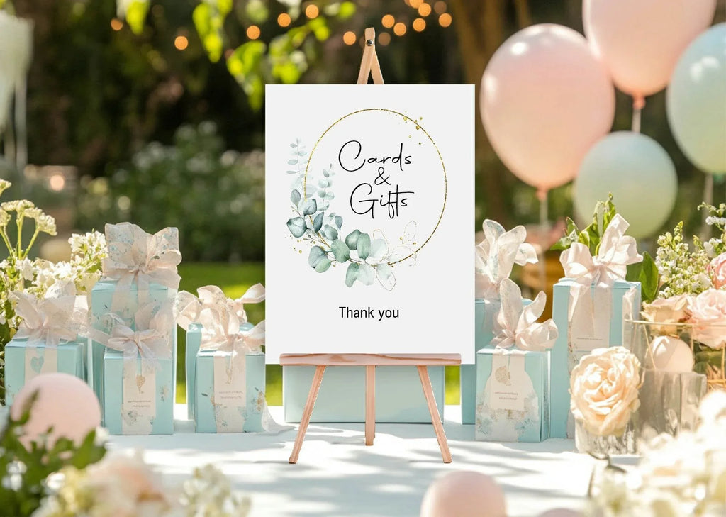 Eucalyptus Cards & Gifts Birthday Party Sign - Larosier Prints