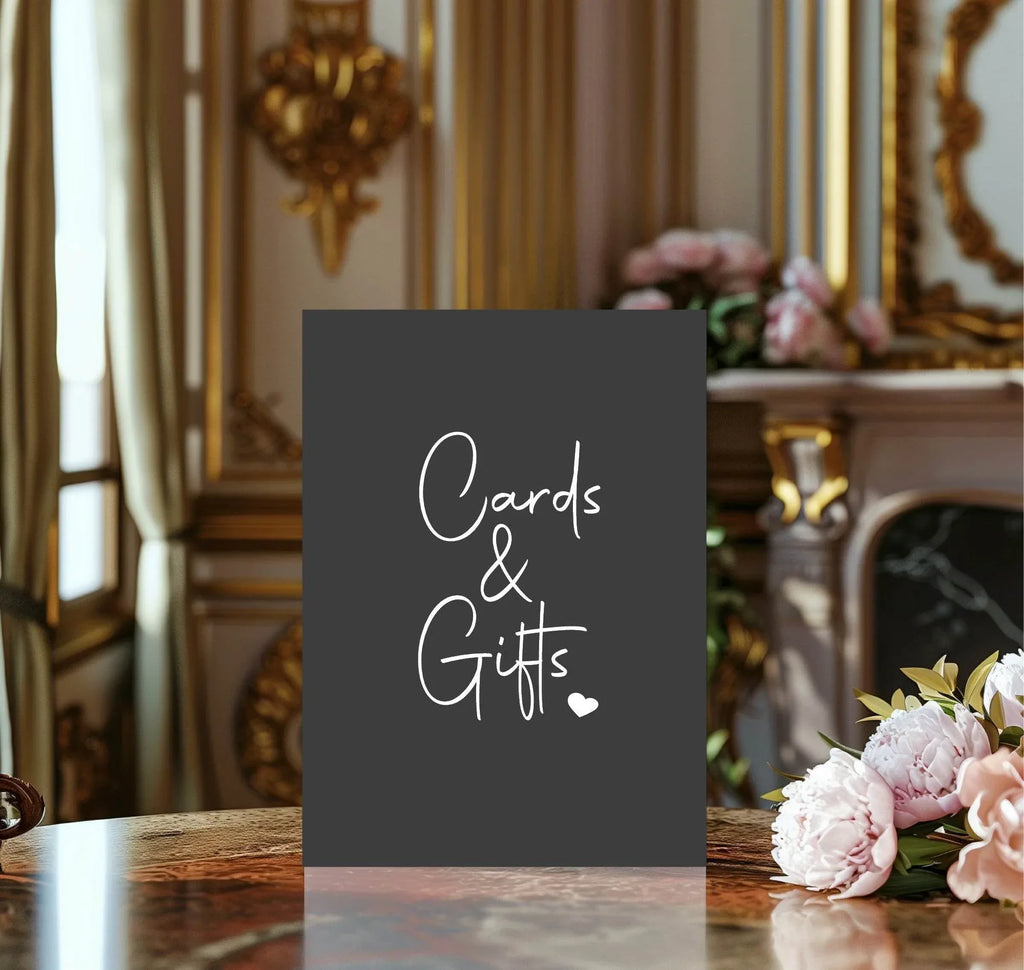 Minimalist Noir Cards & Gifts Birthday Party Sign - Larosier Prints