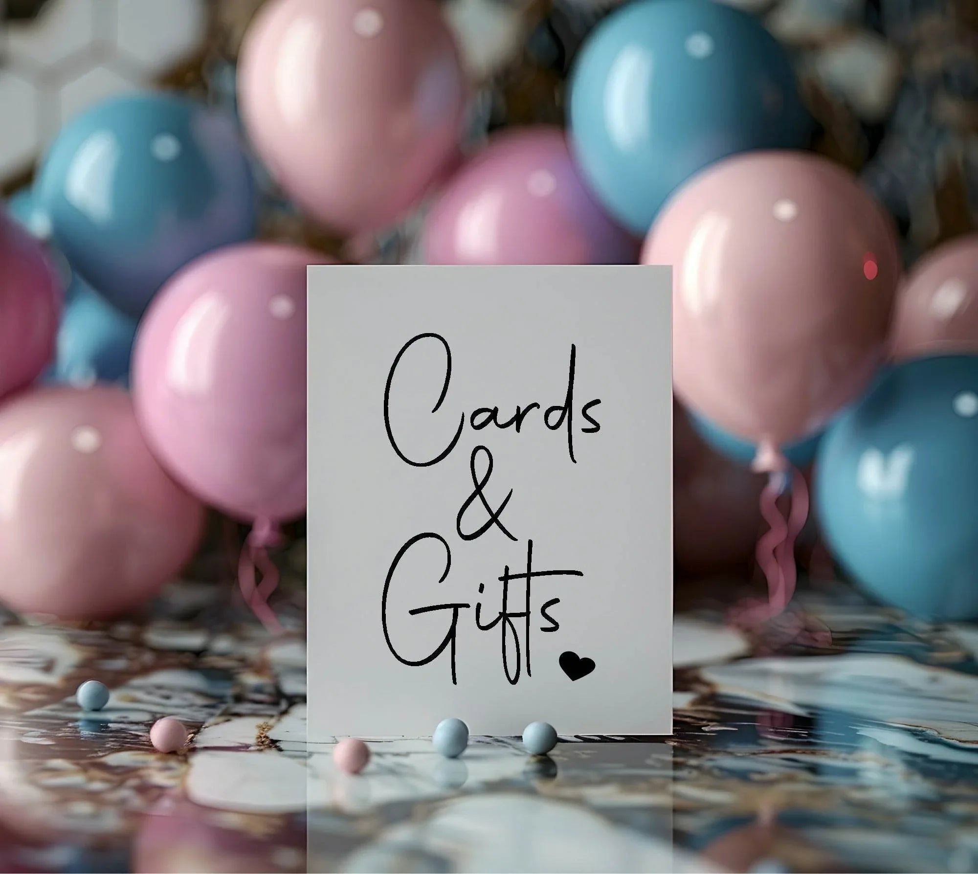 Minimalist Cards & Gifts Birthday Party Sign - Larosier Prints