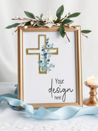 Eucalyptus Cross Custom Bespoke Christening | Baptism Party Sign - Larosier Prints