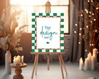 Green Check Welcome Christmas Party Sign - Larosier Prints