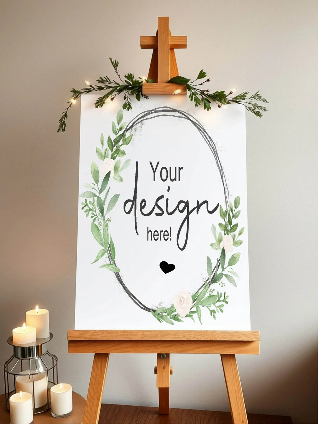 Green & White Rose Custom Bespoke Christening | Baptism Party Sign - Larosier Prints