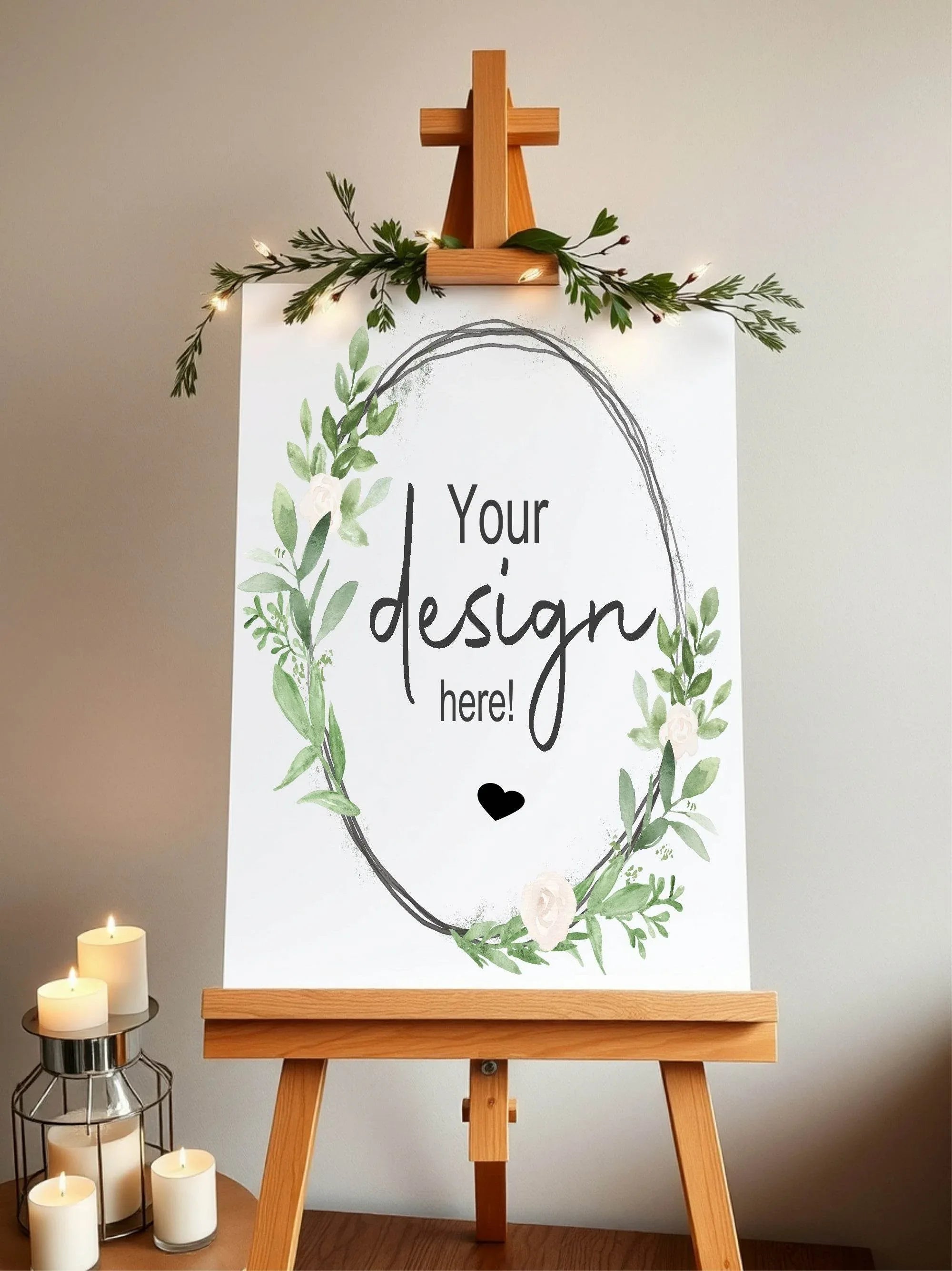 Green & White Rose Custom Bespoke Christening | Baptism Party Sign - Larosier Prints