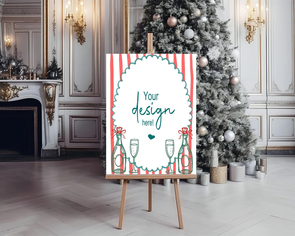 Wine Welcome Christmas Party Sign - Larosier Prints