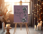 Gothic Purple Rose Custom Party Sign - Larosier Prints