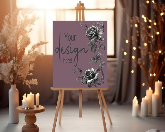 Gothic Purple Rose Custom Party Sign