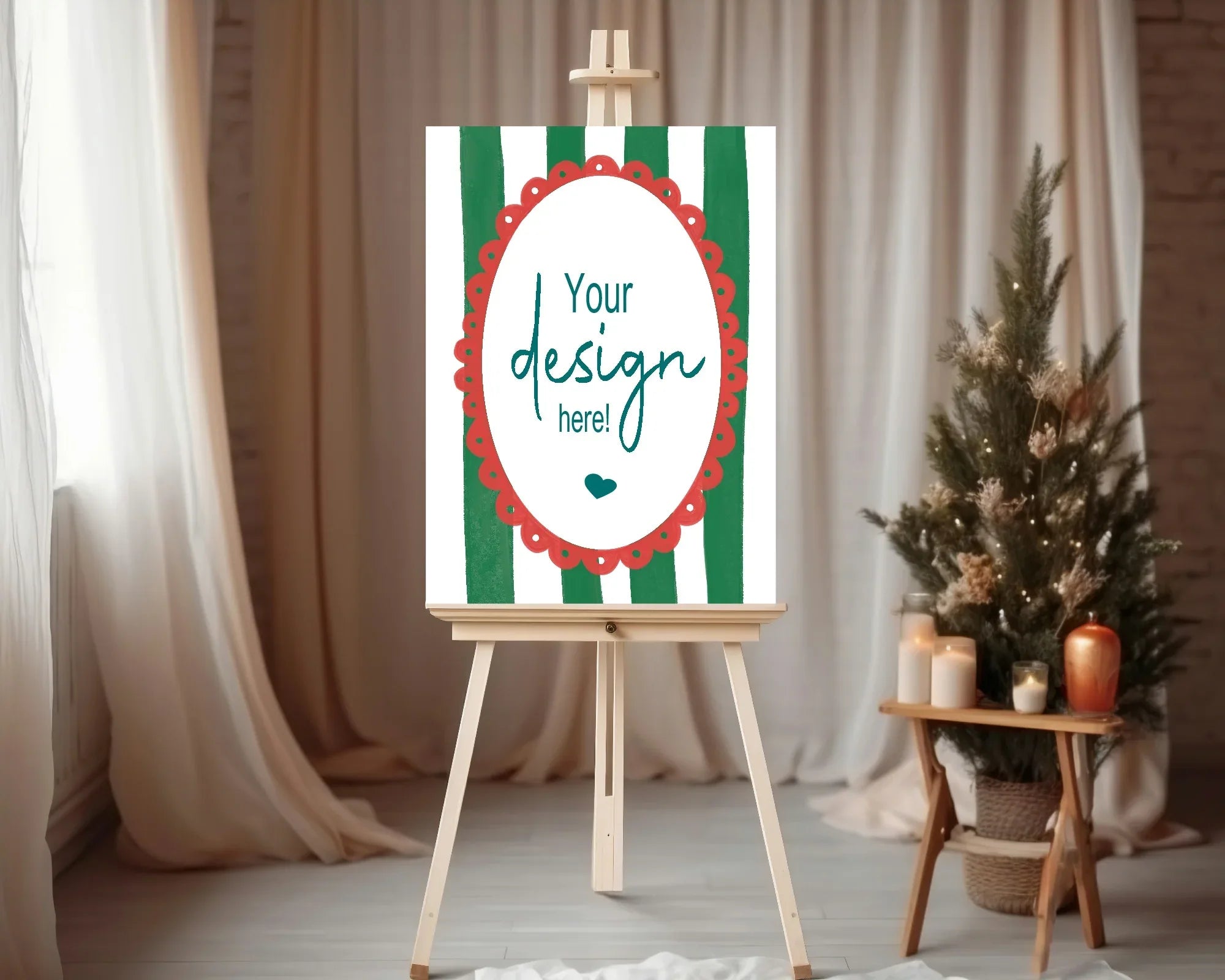 Green Stripe Custom Party Sign - Larosier Prints