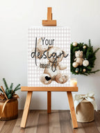 Checkered Bear Custom Bespoke Christening | Baptism Party Sign - Larosier Prints