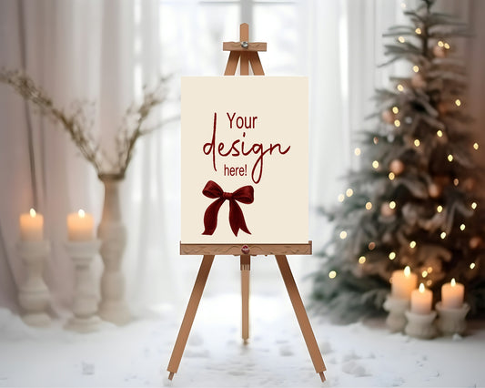 Red Velvet Bow Custom Party Sign