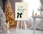 Green Velvet Bow Custom Party Sign - Larosier Prints
