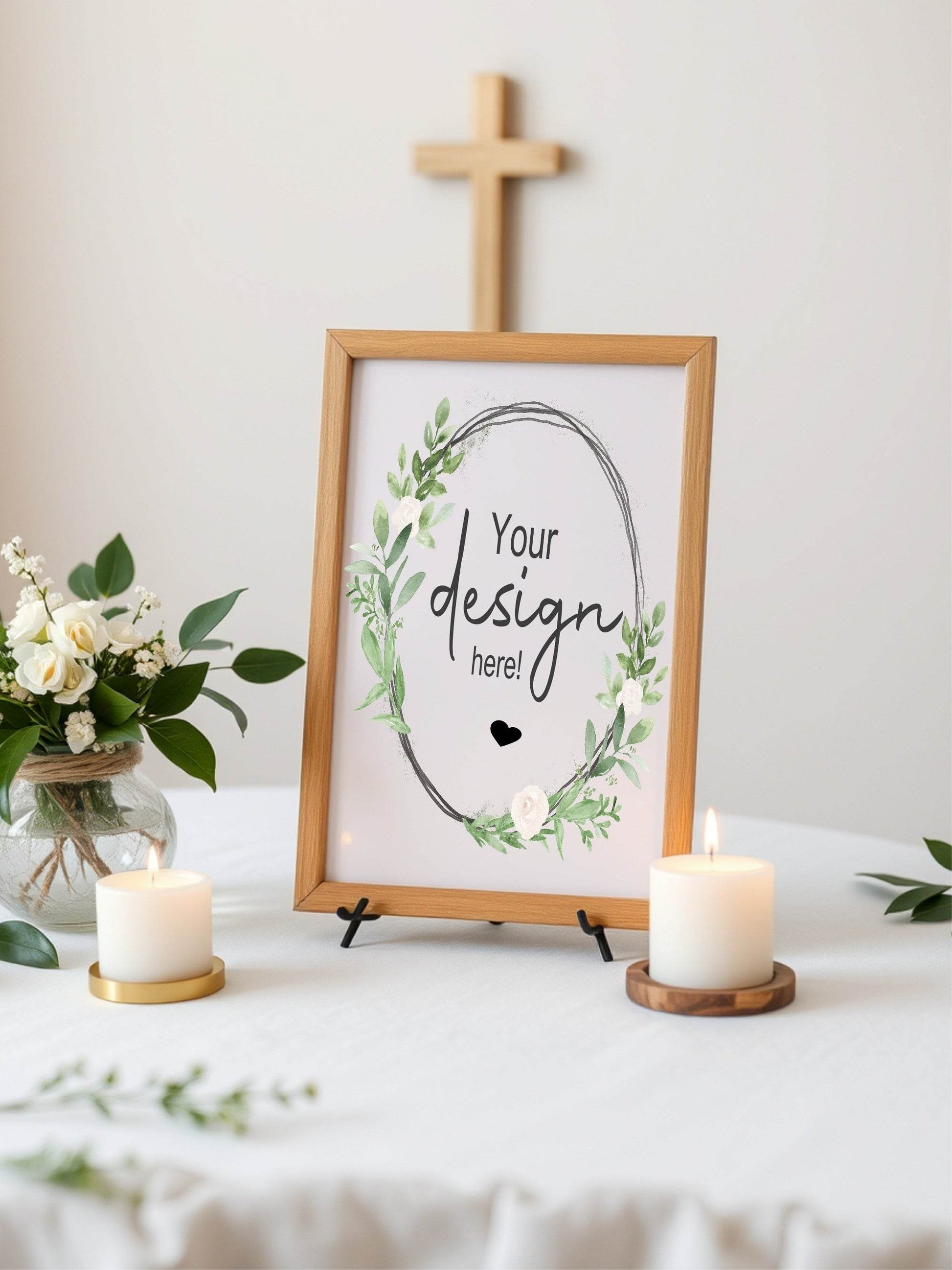 Green & White Rose Custom Bespoke Christening | Baptism Party Sign