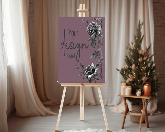 Gothic Purple Rose Custom Party Sign