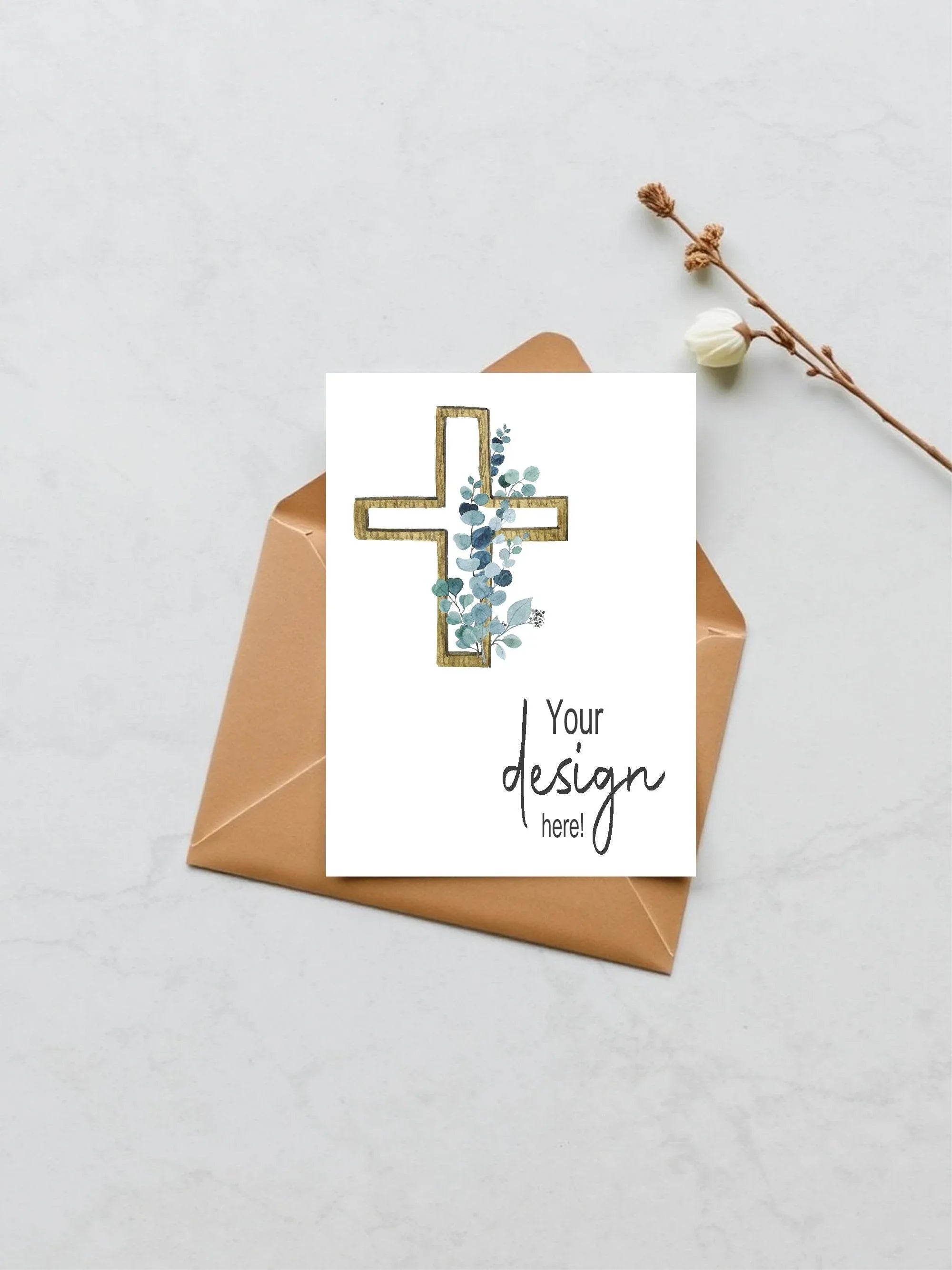 Eucalyptus Cross Custom Bespoke Christening | Baptism Party Sign - Larosier Prints