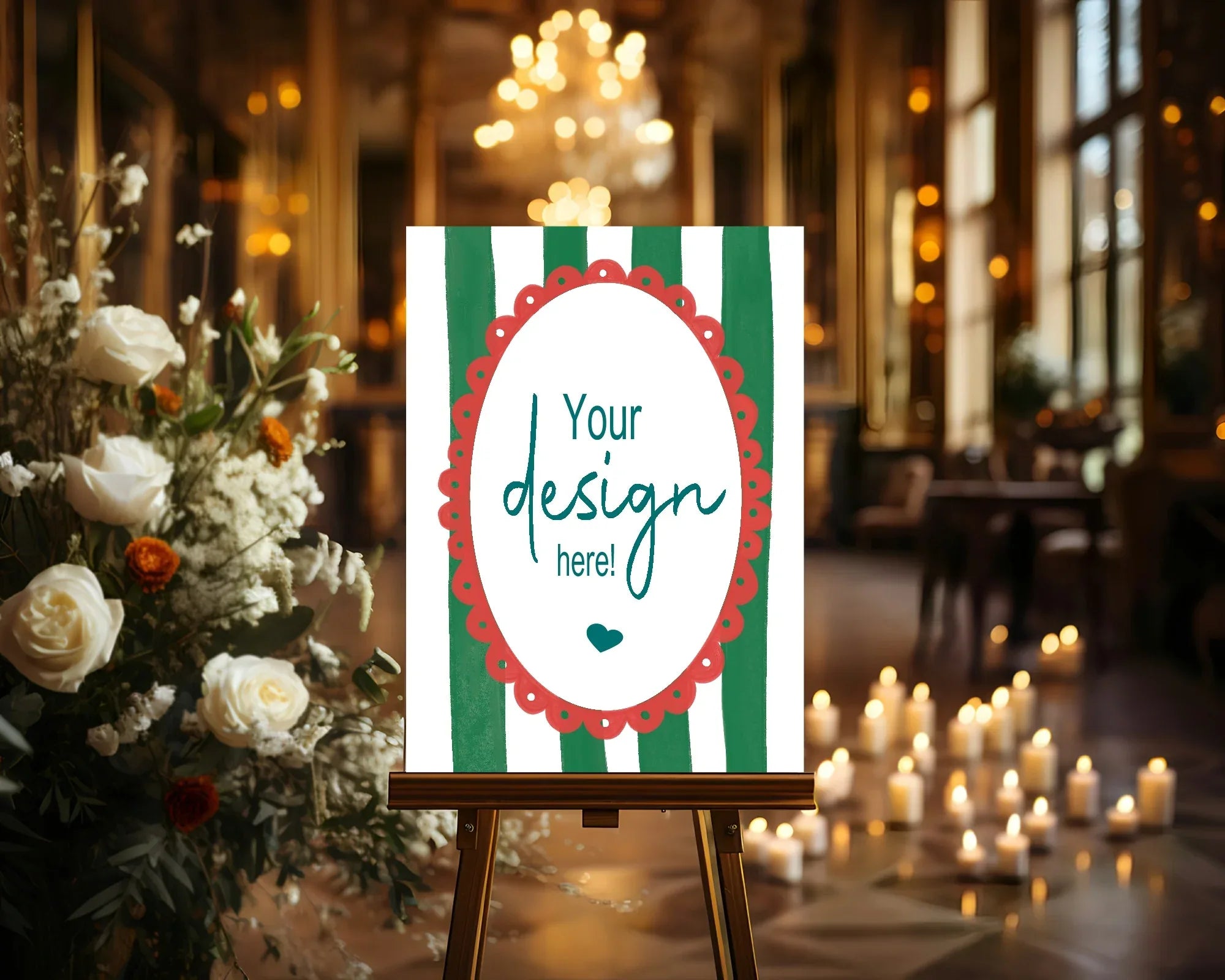 Green Stripe Custom Party Sign - Larosier Prints