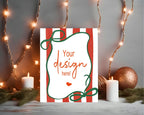 Red Stripe Christmas Party Invitations & Envelopes | Pack of 10 - Larosier Prints