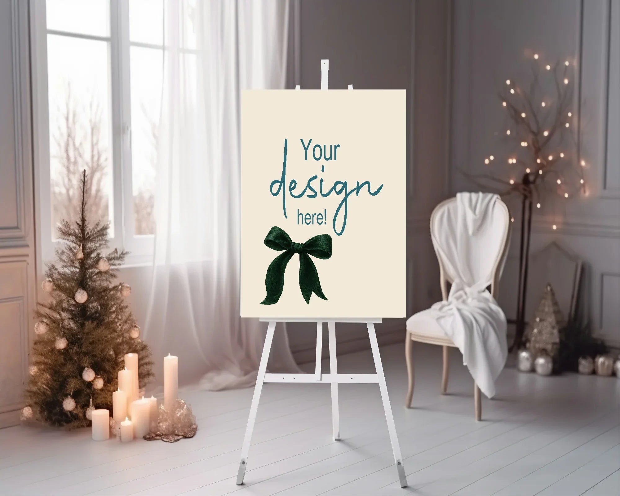 Green Velvet Bow Custom Party Sign - Larosier Prints