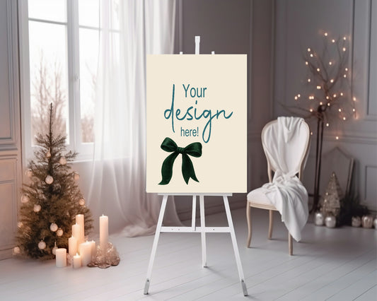 Green Velvet Bow Custom Party Sign