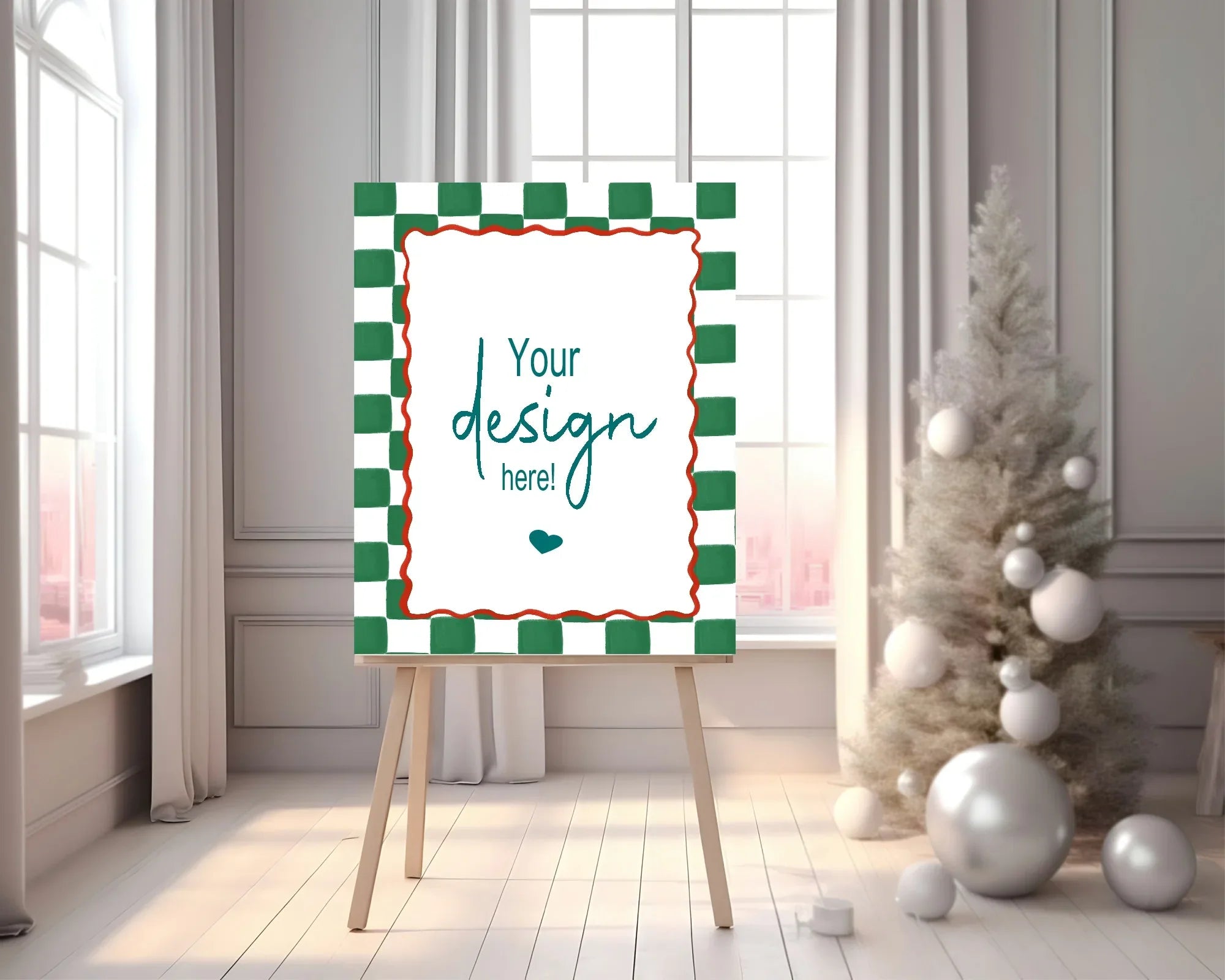 Green Check Custom Party Sign - Larosier Prints
