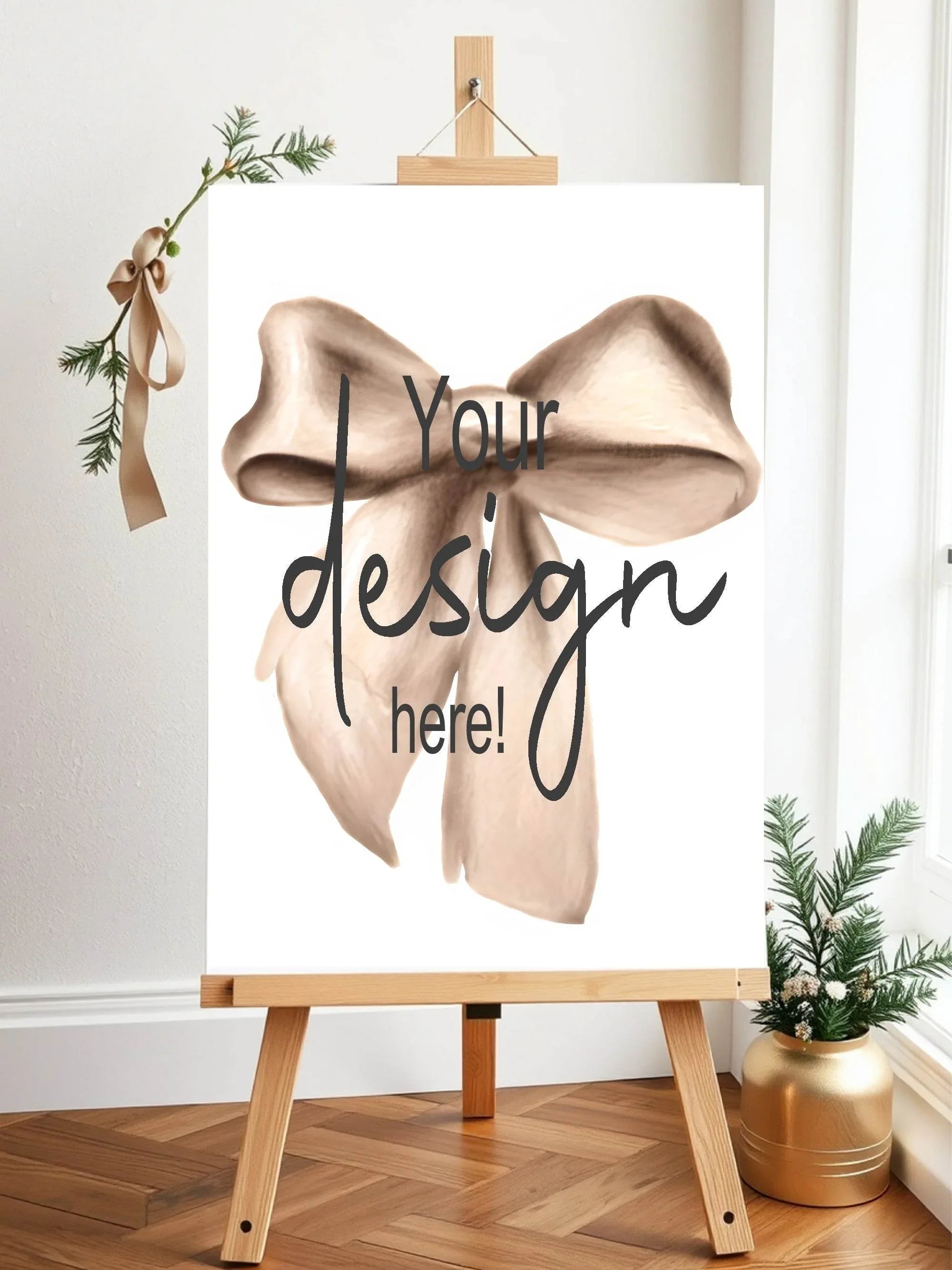 Bows Custom Bespoke Christening | Baptism Party Sign | Beige, Pink or Blue - Larosier Prints