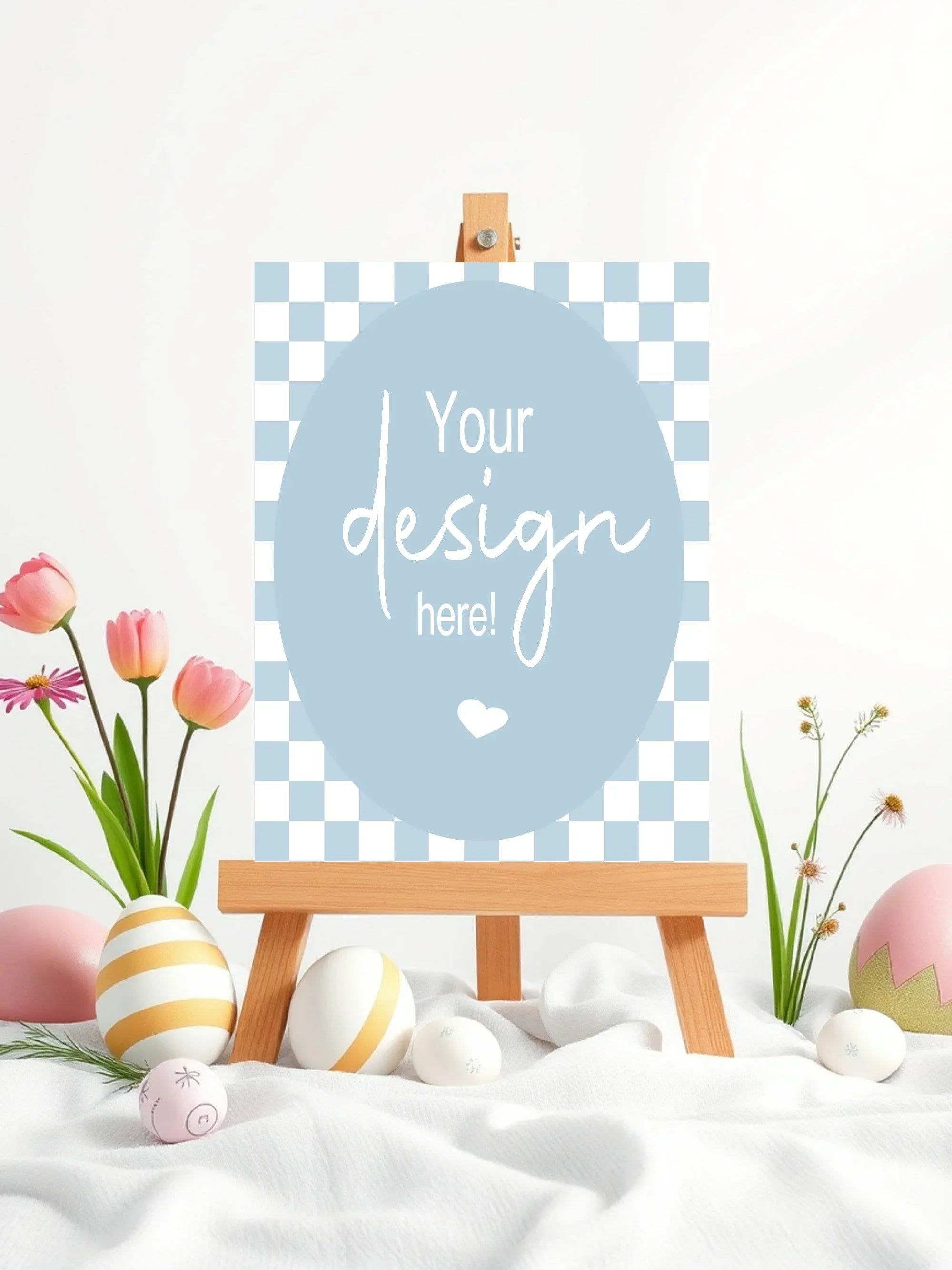 Pastel Checkerboard Custom Bespoke Easter Party Sign - Larosier Prints