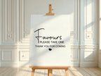 Minimalist Favours Baby Shower Party Sign | Black & White - Larosier Prints