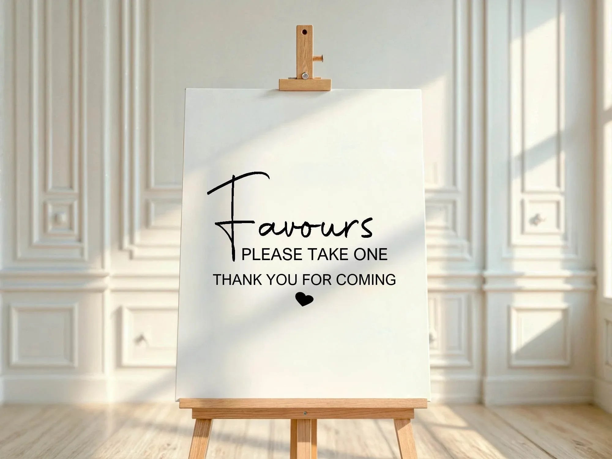 Minimalist Favours Baby Shower Party Sign | Black & White - Larosier Prints