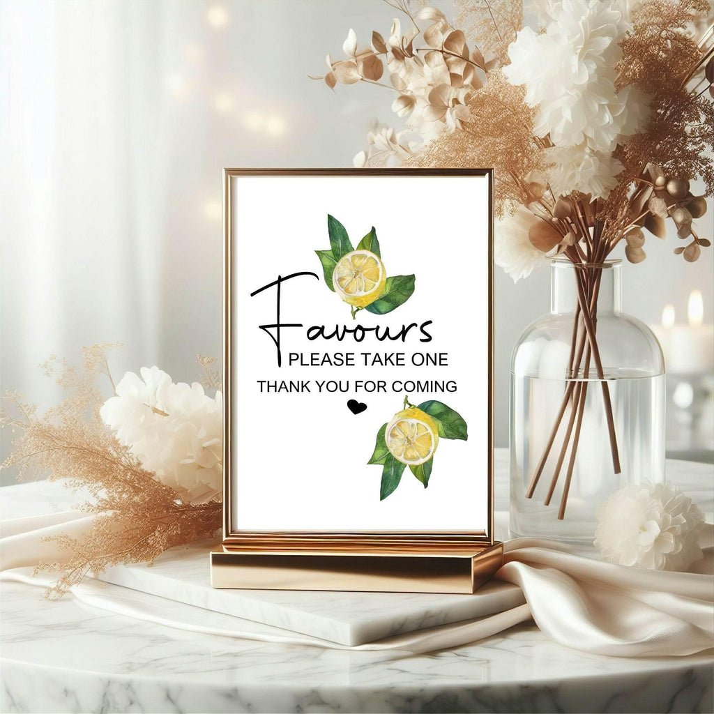 Lemon Tea Favours Baby Shower Party Sign - Larosier Prints