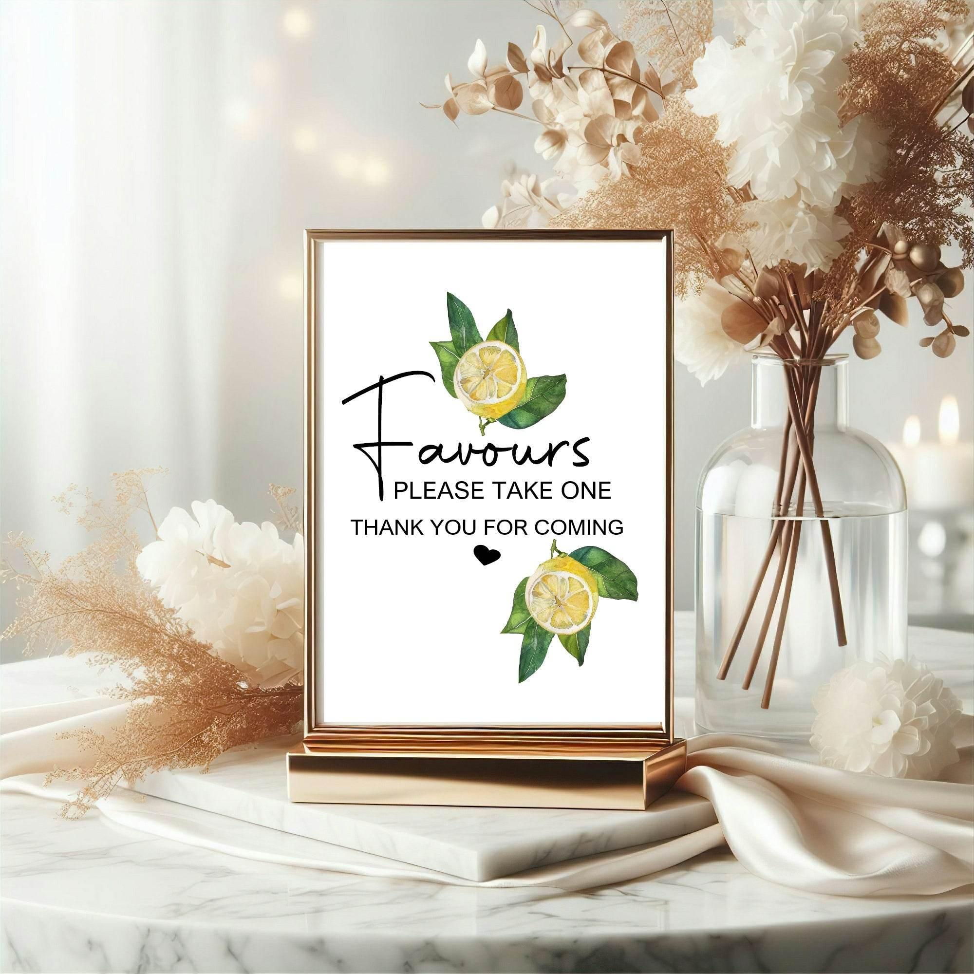 Lemon Tea Favours Baby Shower Party Sign - Larosier Prints
