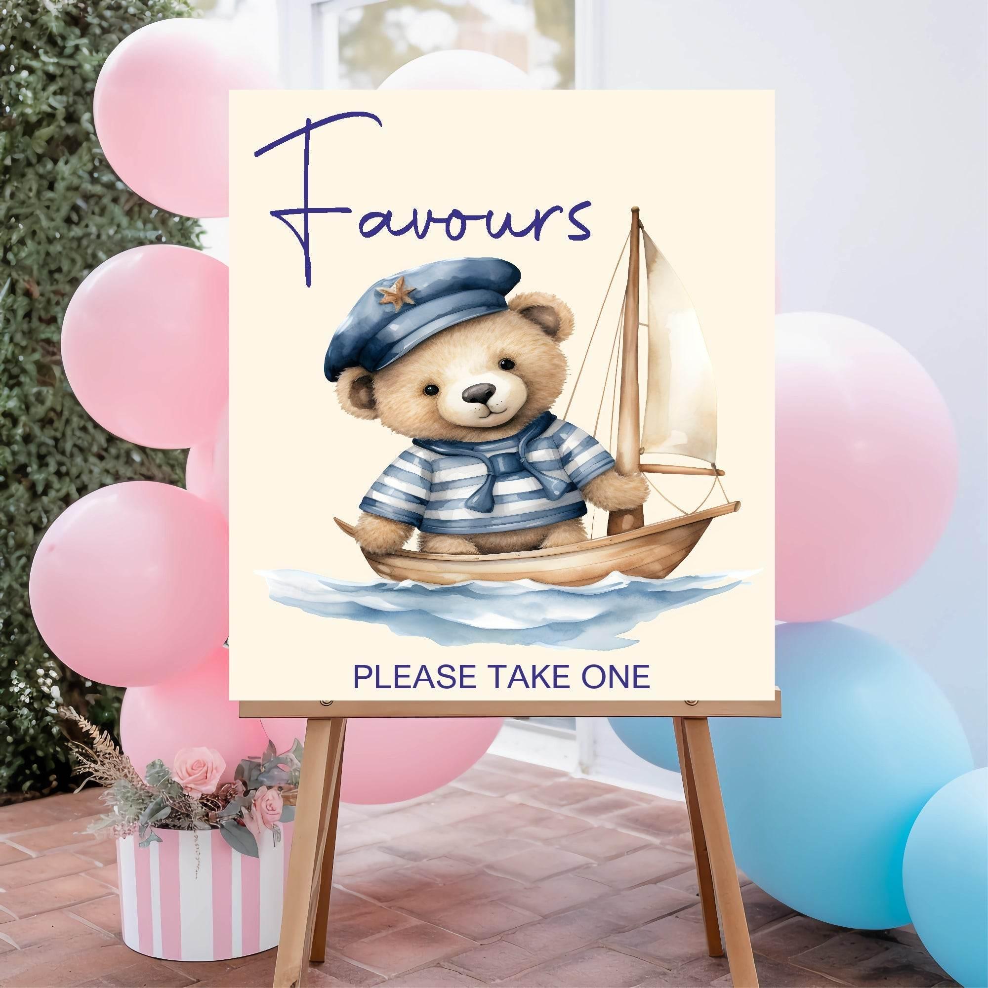 Nautical Favours Baby Shower Party Sign - Larosier Prints