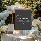 Minimalist Noir Favours Baby Shower Party Sign - Larosier Prints