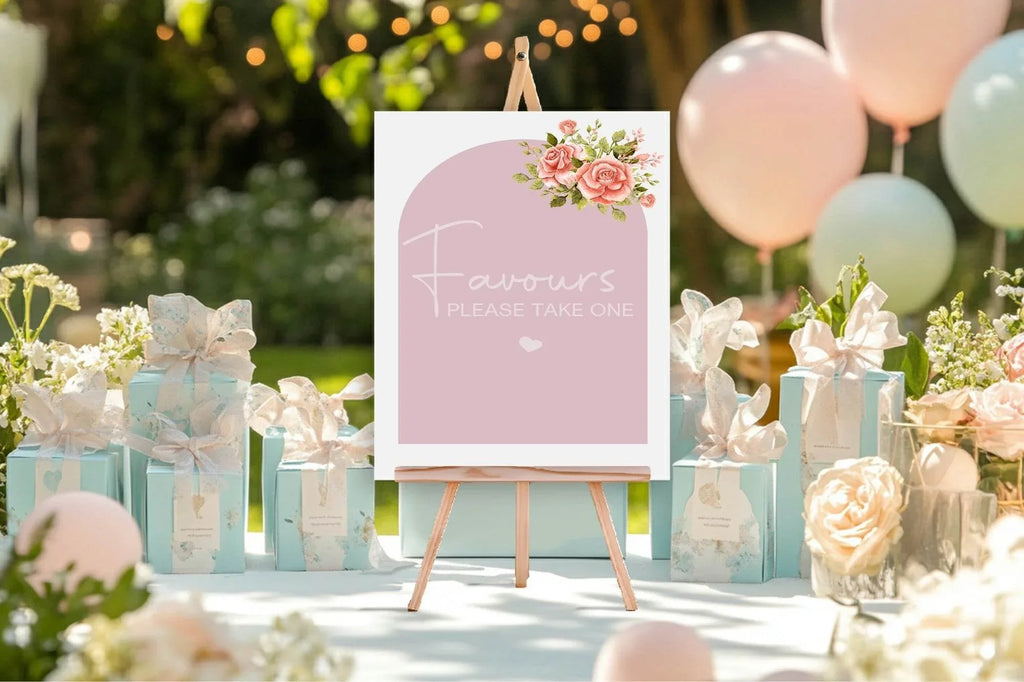 Baby In Bloom Favours Baby Shower Party Sign - Larosier Prints