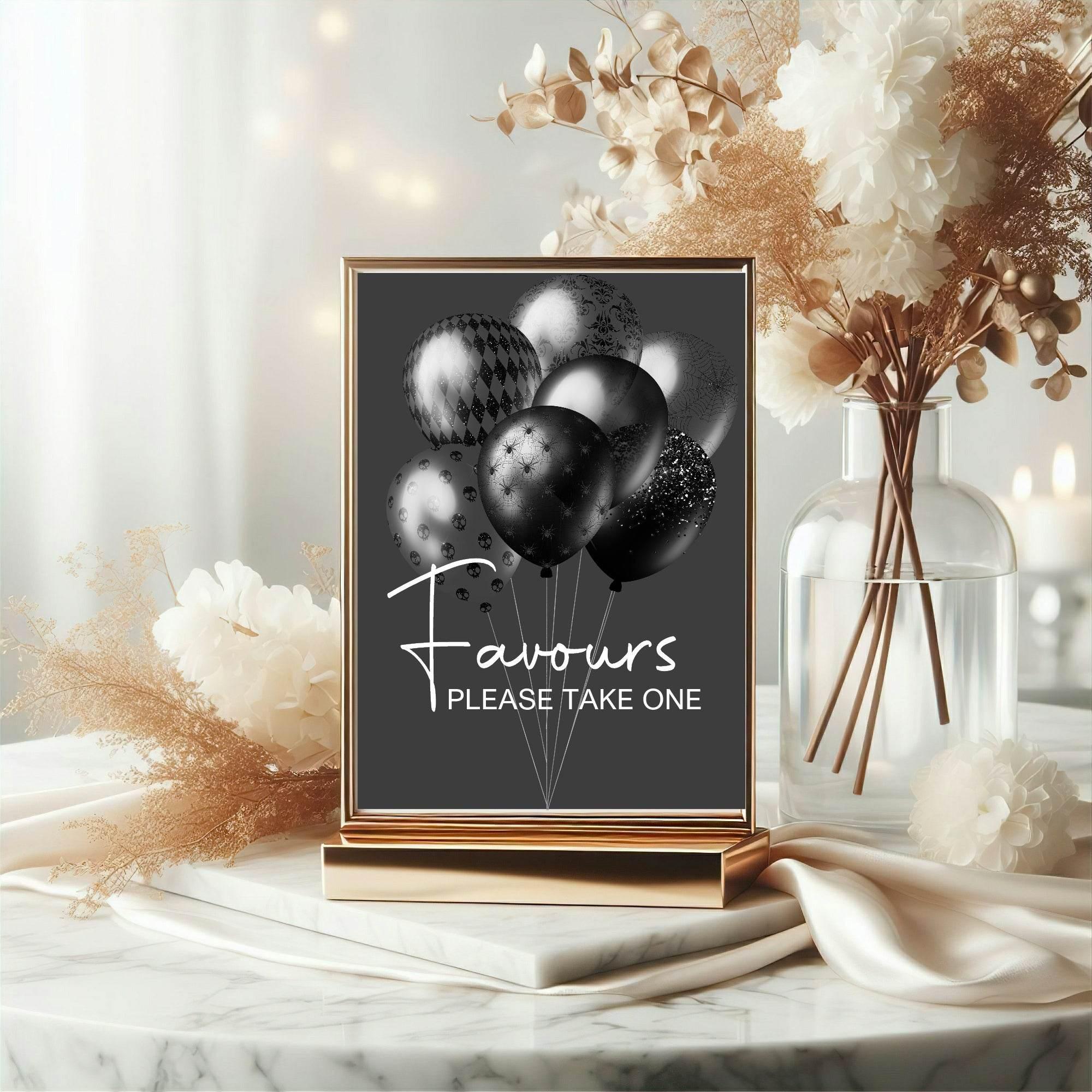 Gothic Favours Baby Shower Party Sign - Larosier Prints