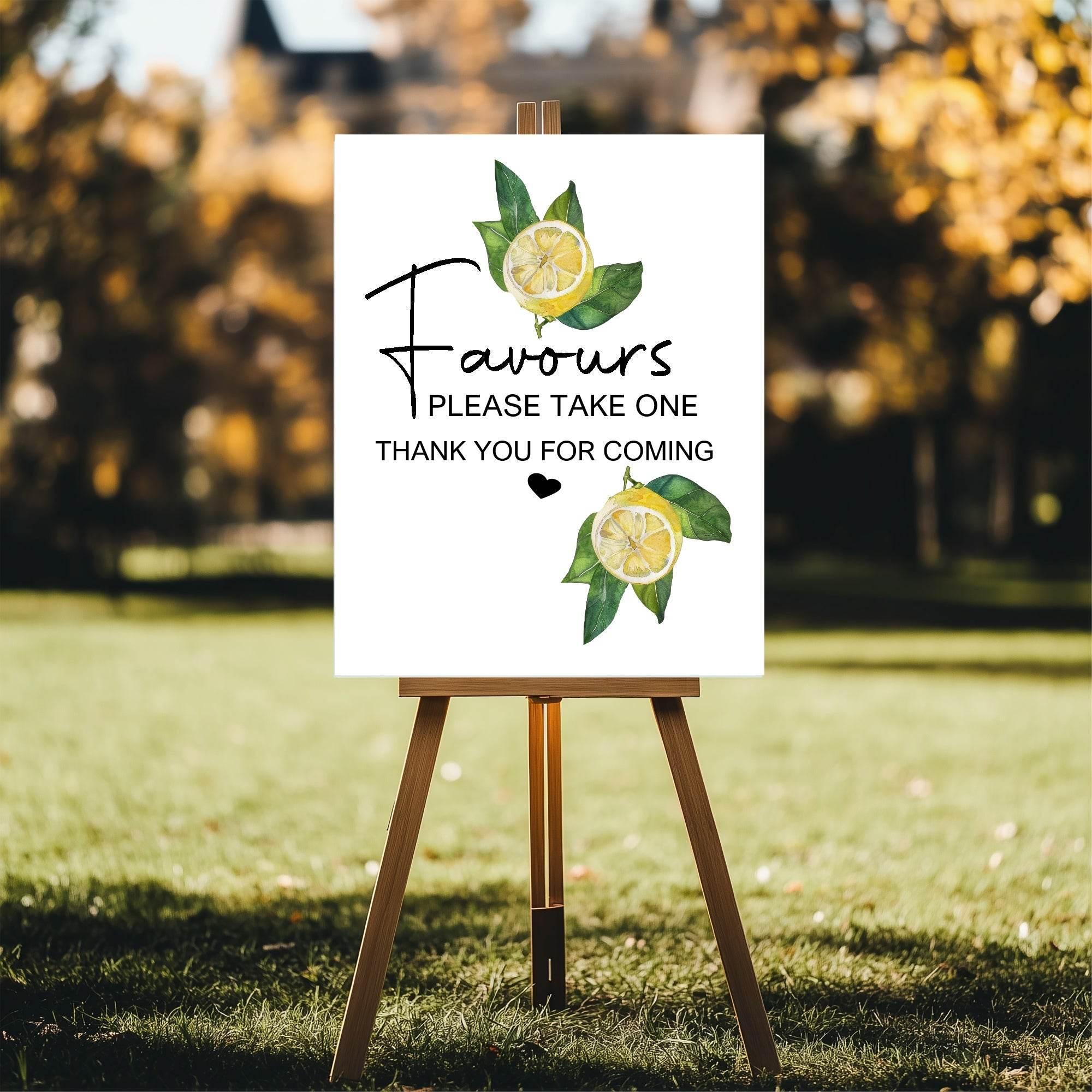 Lemon Tea Favours Baby Shower Party Sign - Larosier Prints