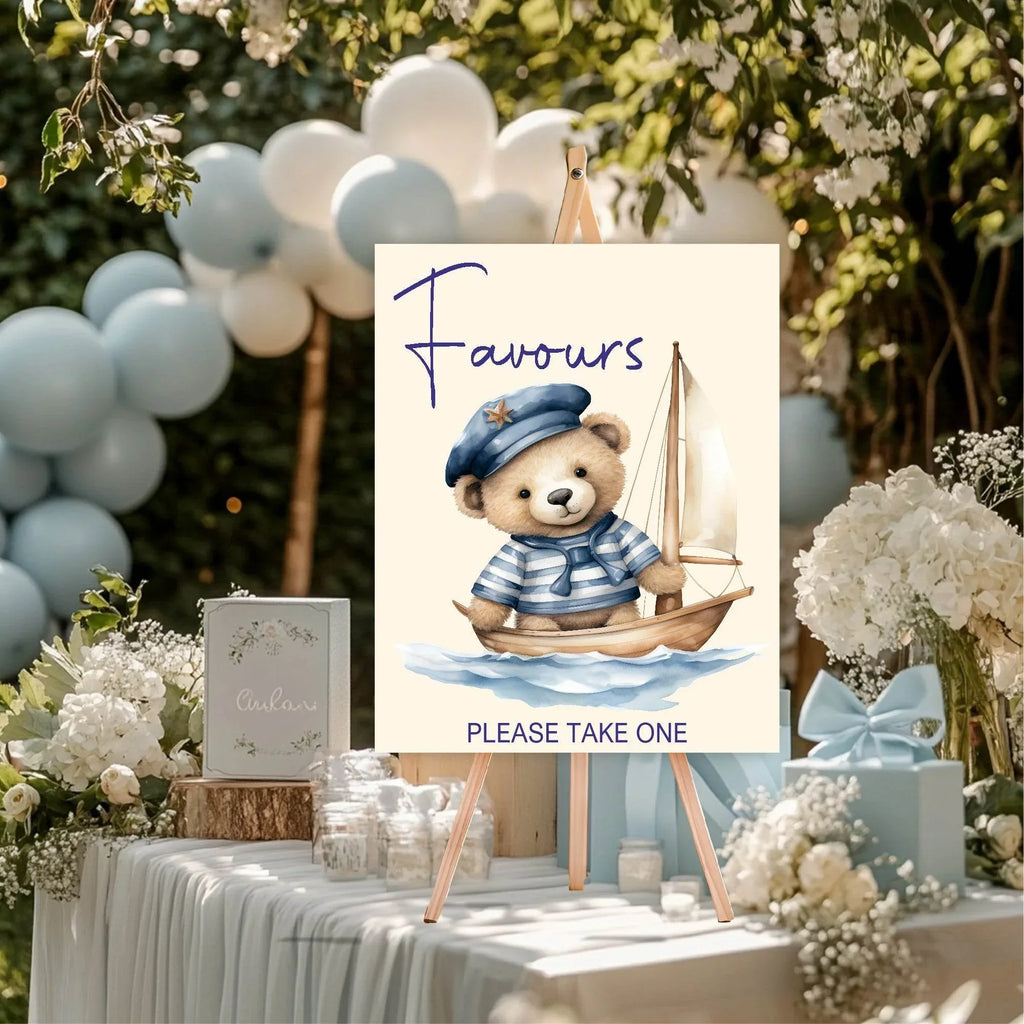 Nautical Favours Baby Shower Party Sign - Larosier Prints