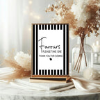 Black and White Stripe Favours Baby Shower Party Sign - Larosier Prints