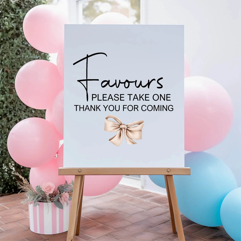 Bows Favours Baby Shower Party Sign - Larosier Prints