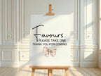 Bows custom baby shower party sign example: Bows Favours Baby Shower Party Sign