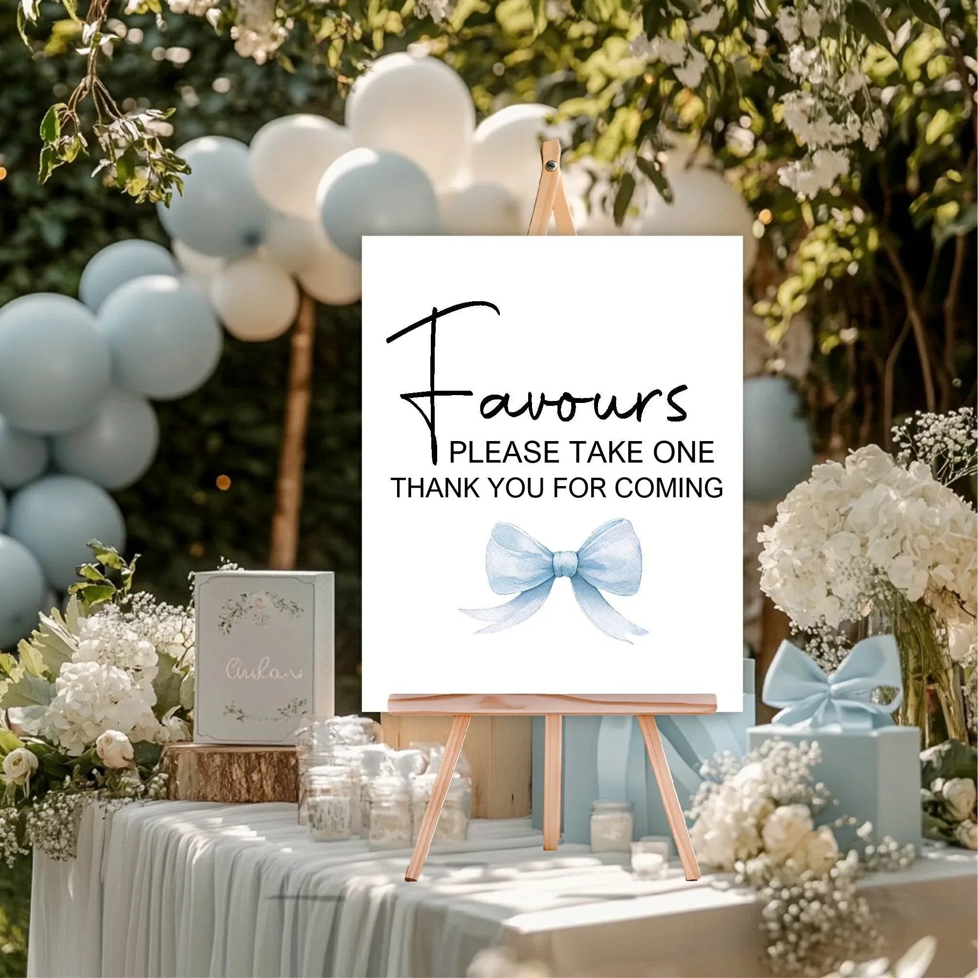 Bows Favours Baby Shower Party Sign - Larosier Prints