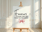 Bows Favours Baby Shower Party Sign - Larosier Prints