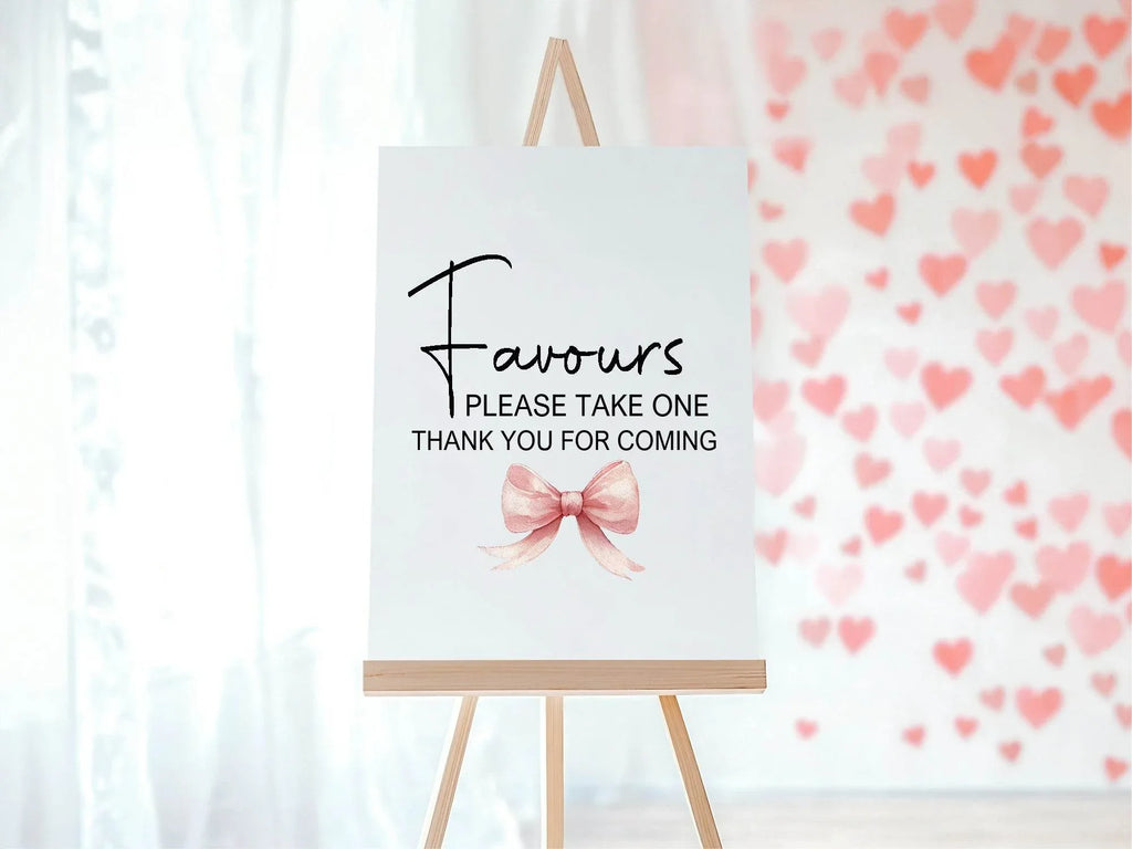 Bows Favours Baby Shower Party Sign - Larosier Prints