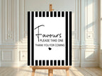 Black and White Stripe Favours Baby Shower Party Sign - Larosier Prints